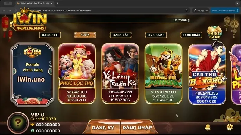 Giao diện kho slots game Iwinclub.