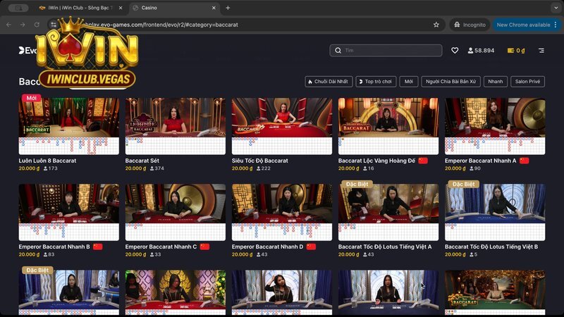 Kho game Baccarat Iwinclub