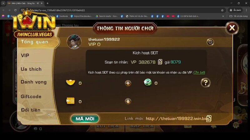Thông tin người chơi Iwinclub